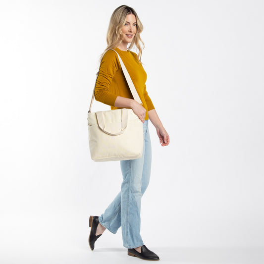 Splashes Striped Cooler Tote – Pastel Yellow