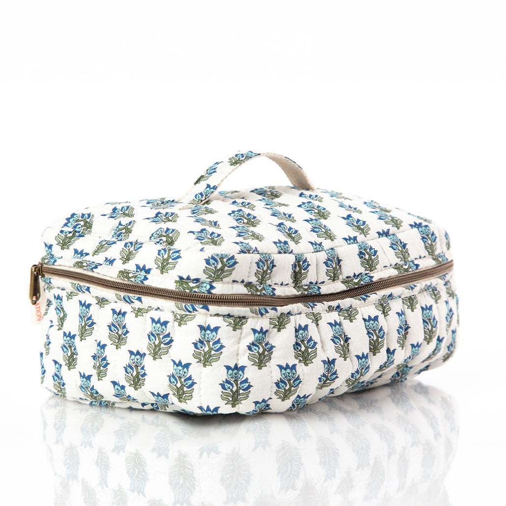 En Voyage Travel Kit – Aqua Block Print