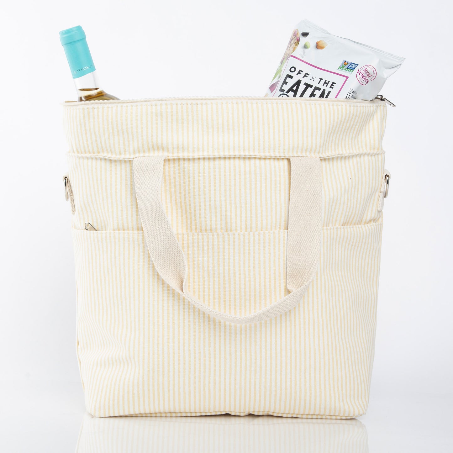 Splashes Striped Cooler Tote – Pastel Yellow