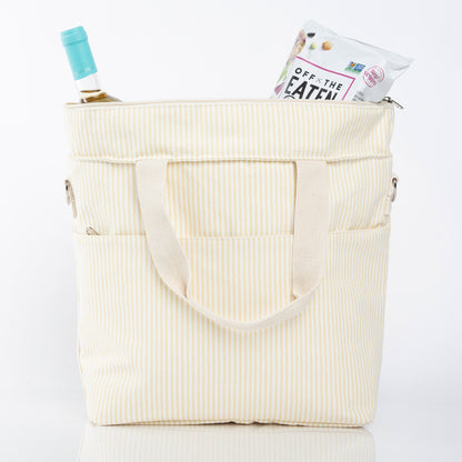 Splashes Striped Cooler Tote – Pastel Yellow