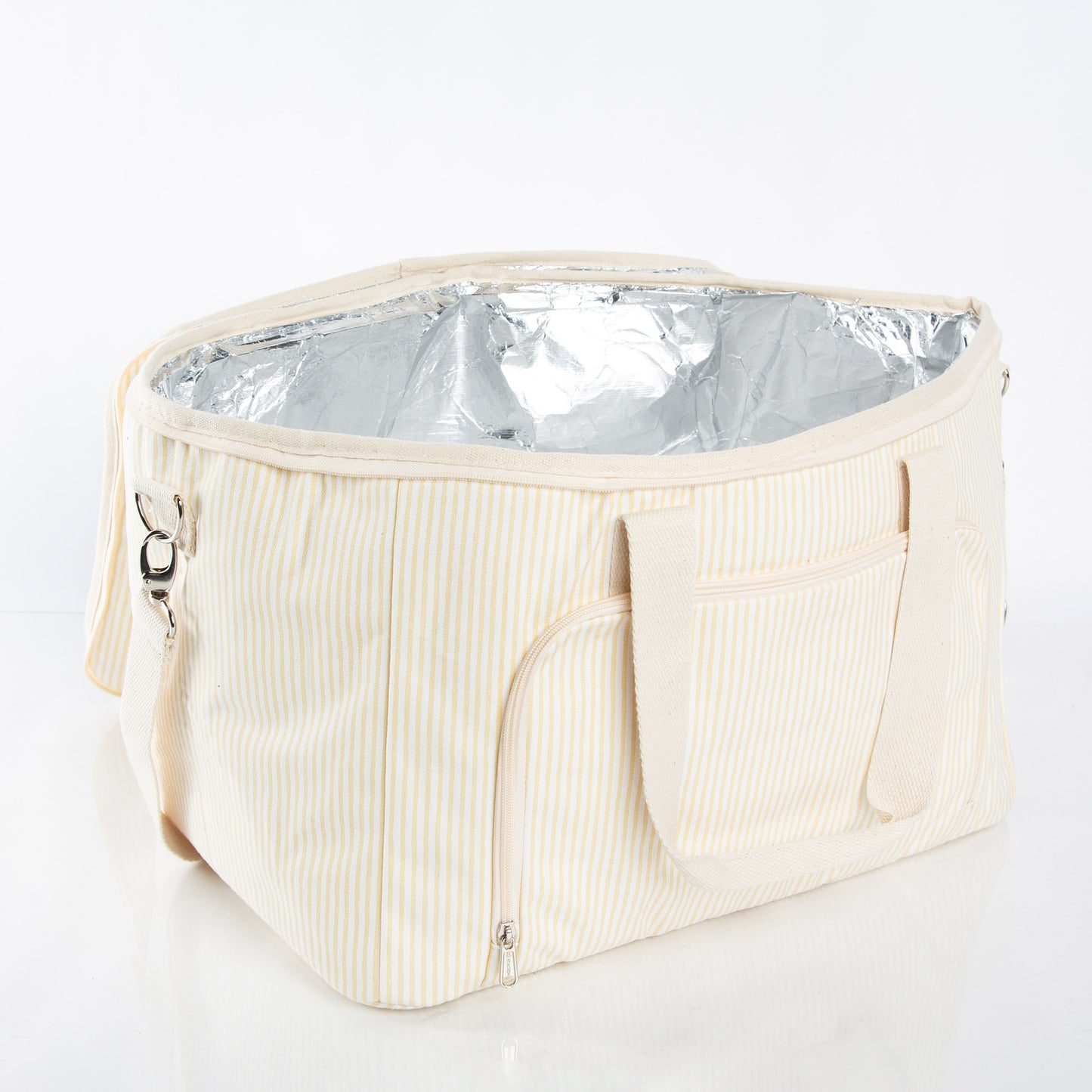 90265 Striped Cooler Box - Pastel Yellow