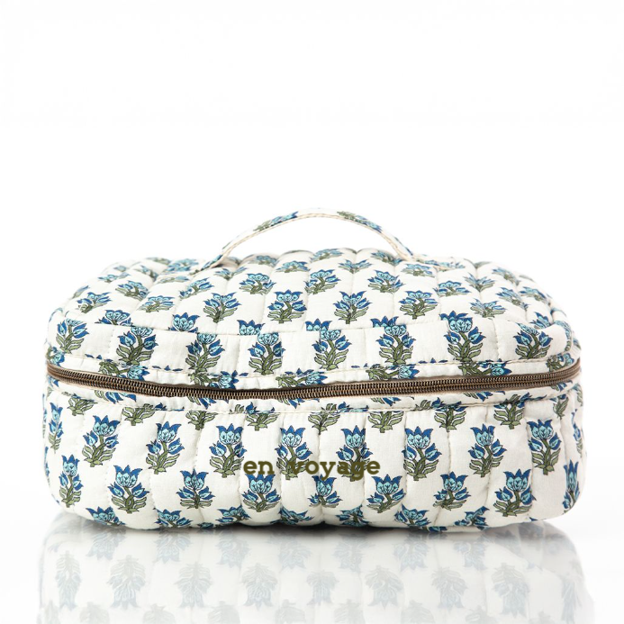 En Voyage Travel Kit – Aqua Block Print