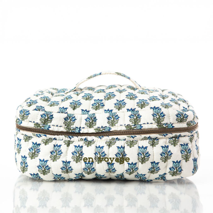 En Voyage Travel Kit – Aqua Block Print