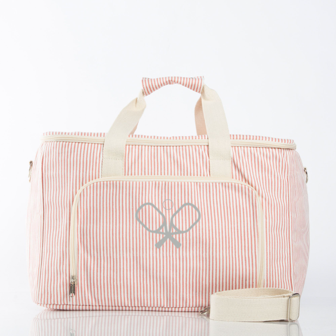 Pickleball Striped Cooler Box – Rose & Cream