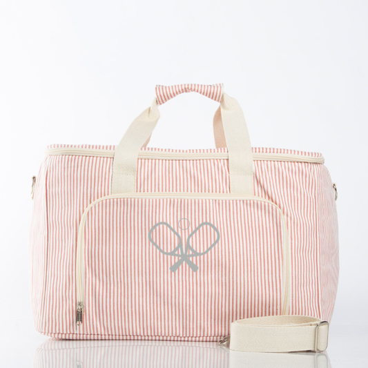 Pickleball Striped Cooler Box – Rose & Cream