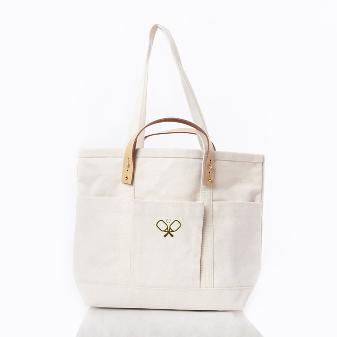 Pickleball Tote Bag – Leather Handle