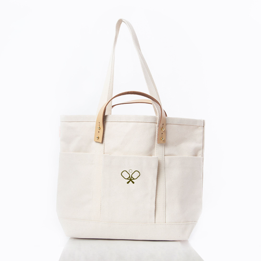 Pickleball Tote Bag – Leather Handle