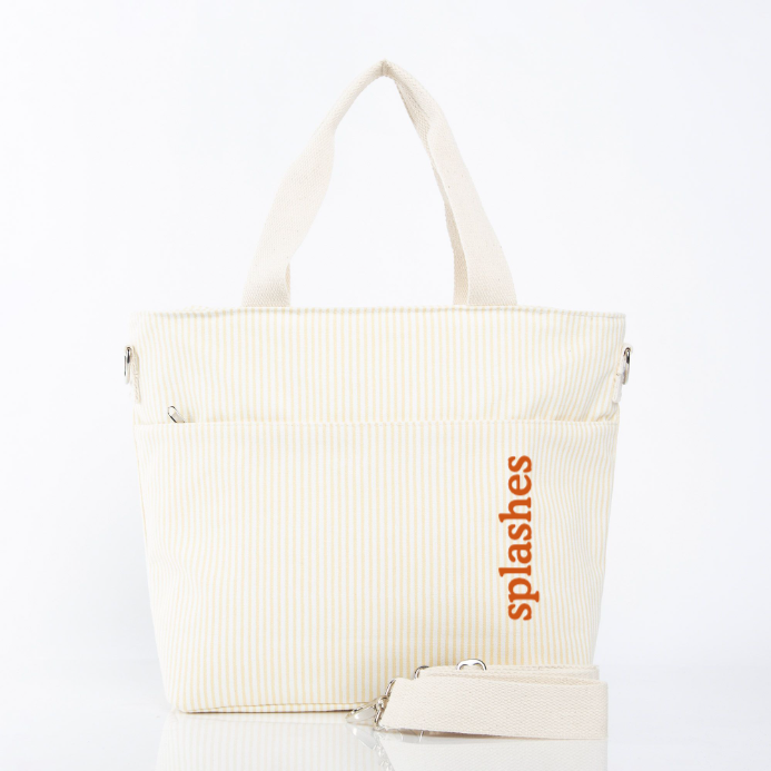 Splashes Striped Cooler Tote – Pastel Yellow
