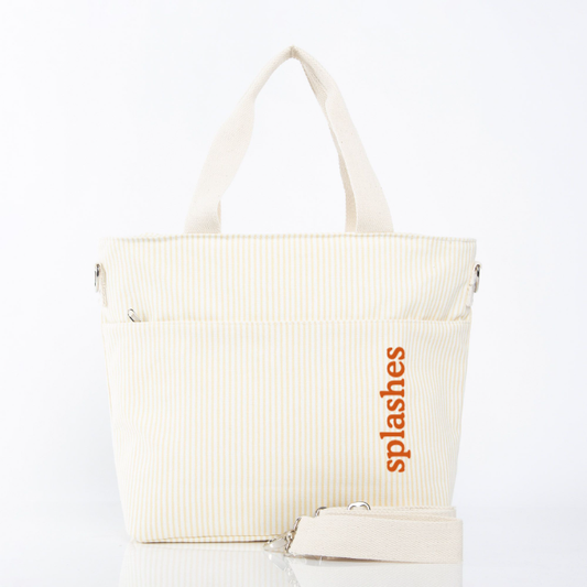 Splashes Striped Cooler Tote – Pastel Yellow
